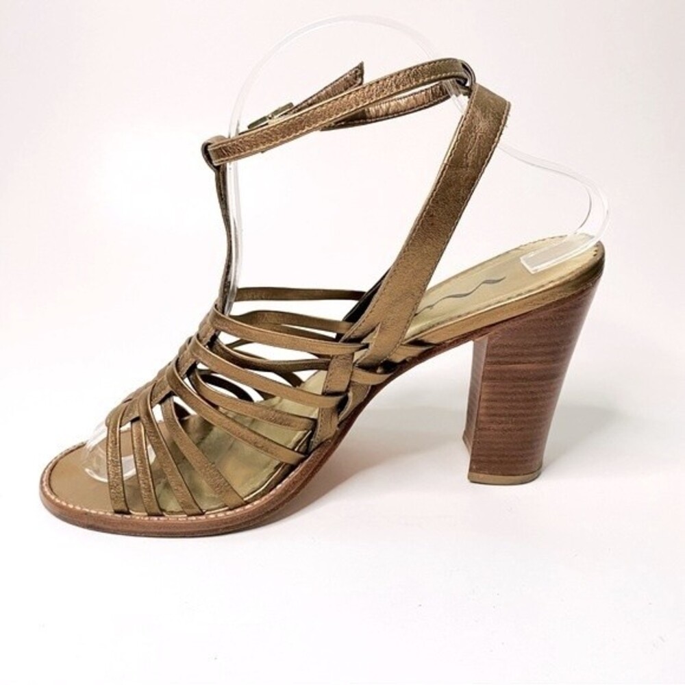 Bronze Leather Strappy Heel Sandals Womens size 8.5